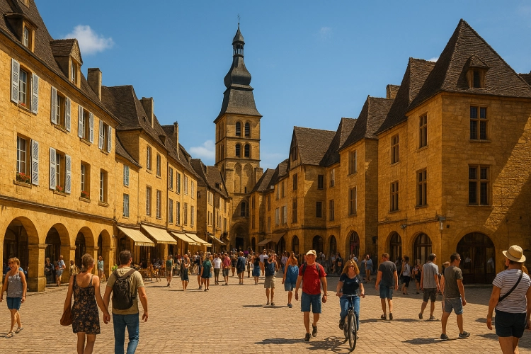 The medieval streets of Sarlat-la-Canéda in Dordogne.