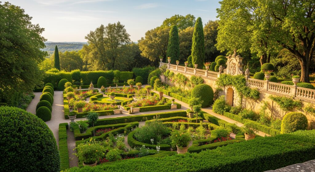 Les Jardins de l'Albarède near Domme features quiet garden paths, offering a peaceful retreat in Dordogne.