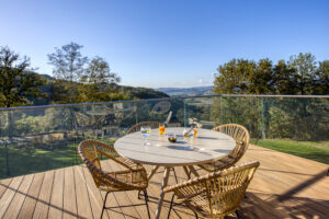 Terrace views from La Perle de Domme Villa's in Dordogne
